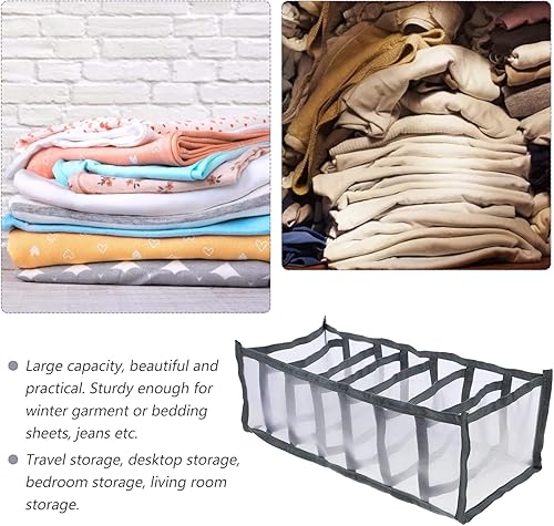 Miniatura 9 de Caja de almacenamiento de malla para armarios debajo de la cama, organizador de ropa de 7 rejillas, organizador de pantalones lavables
