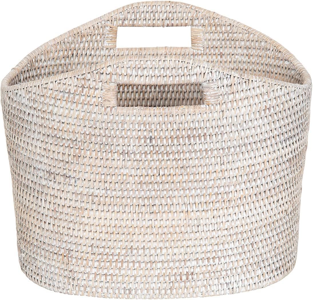 KOUBOO La Jolla Oval Magazine Rack, White-Wash