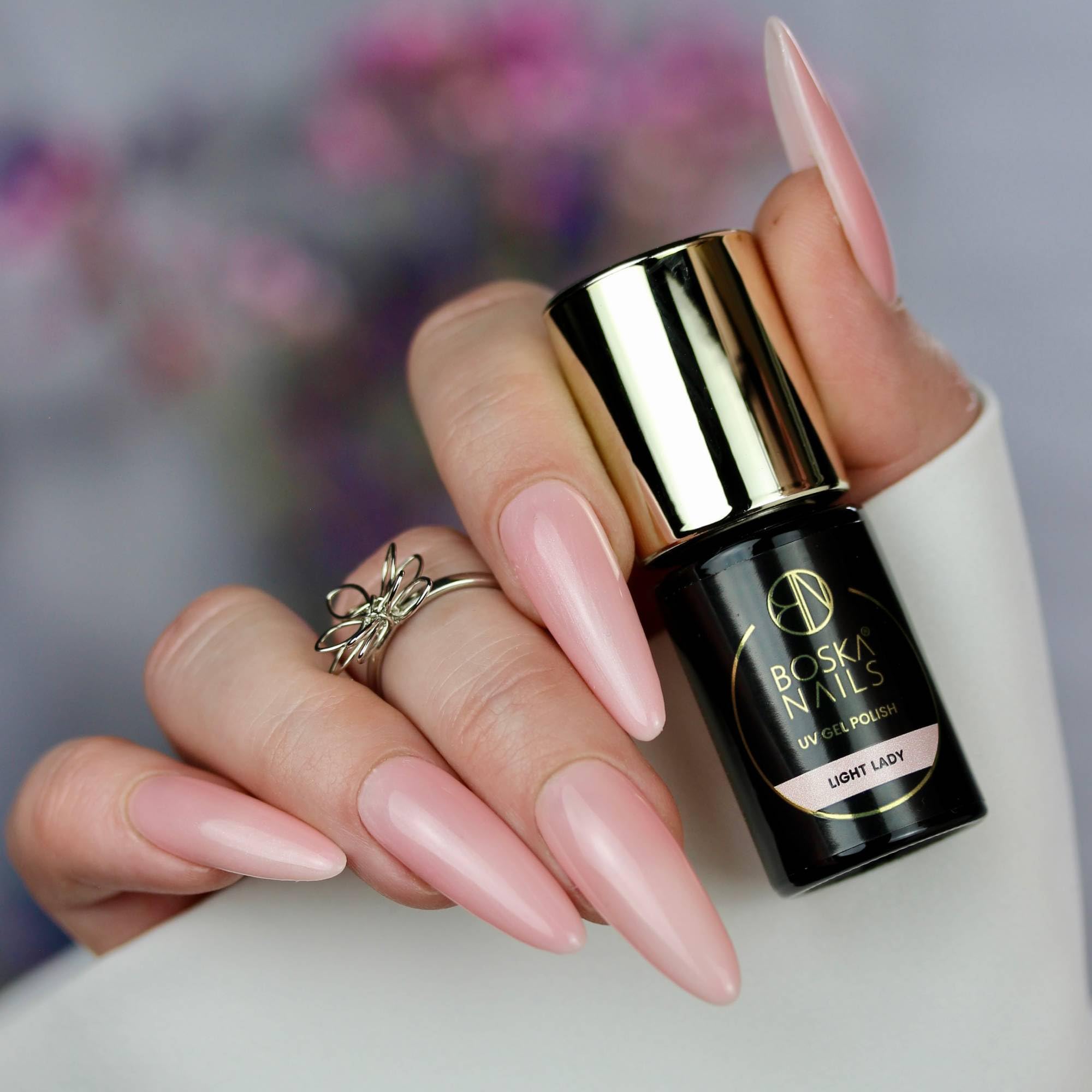 Boska Nails Kolekcja Natural Look hybrydowe lakiery do paznokci, zestaw 6 sztuk, półprzezroczyste w kolorze różowym i beżowym, do UV i LED, po 6 ml