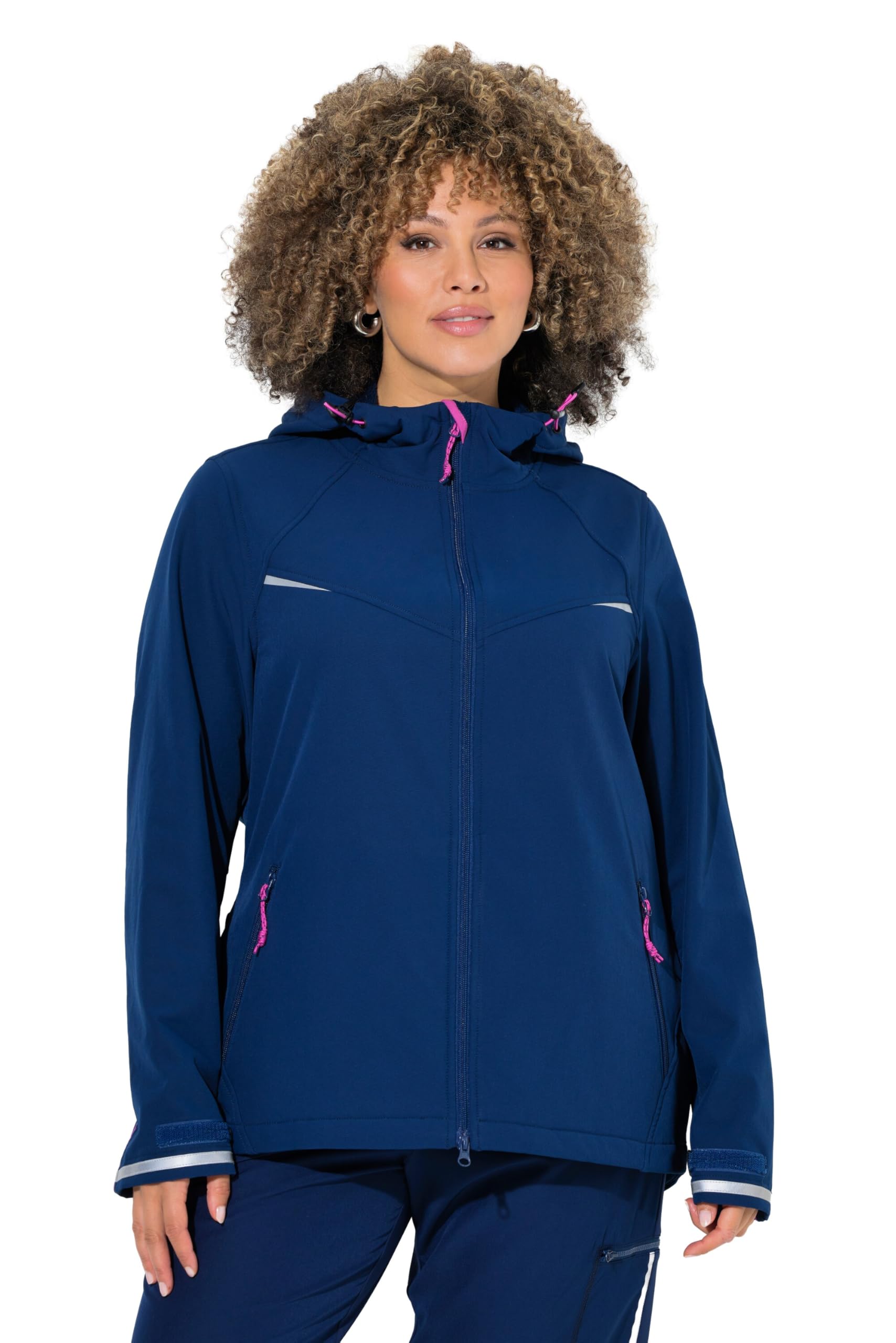 Ulla Popken Damen große Größen Übergrößen Plus Size Softshell-Funktionsjacke, wasserabweisend, Kapuze 843209