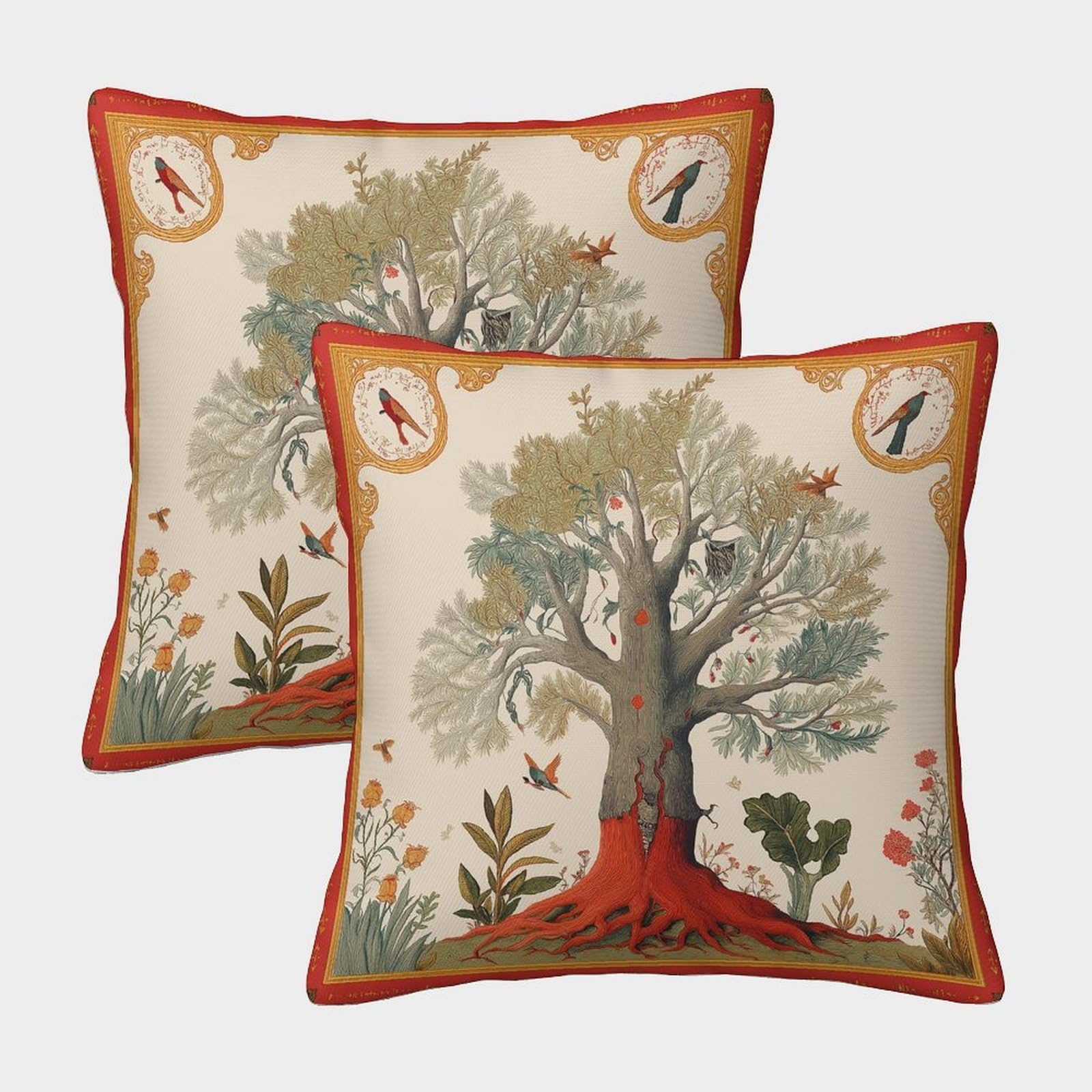 kaiyun 2 Pack An Ancient Tree, Plant Pattern Pillow Case Home Decoration Sofa Cushion Cover 40x40cm