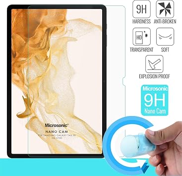 Microsonic Samsung Galaxy Tab S9 FE Nano Glass Cam Ekran Koruyucu [Galaxy Tab S9 FE ile Uyumlu Ekran Koruyucu - Şeffaf]