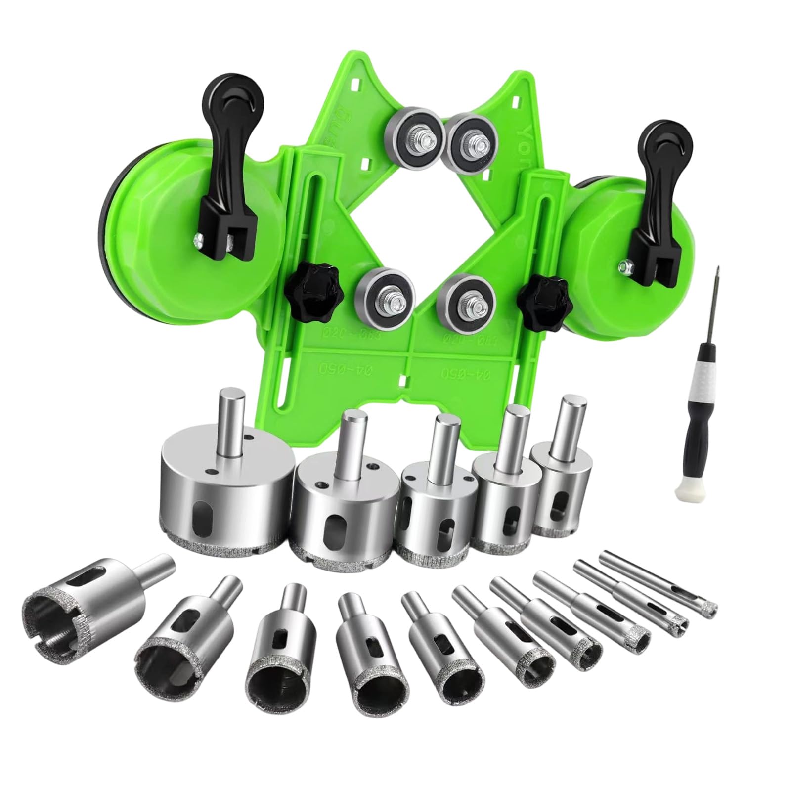 Ljhnba Silver Strong Hole Maker Collection With 15 Sizes From 6Mm To 50Mm And Two Suction Cup Holder For Firm Drilling Suction Cup Hole Locator