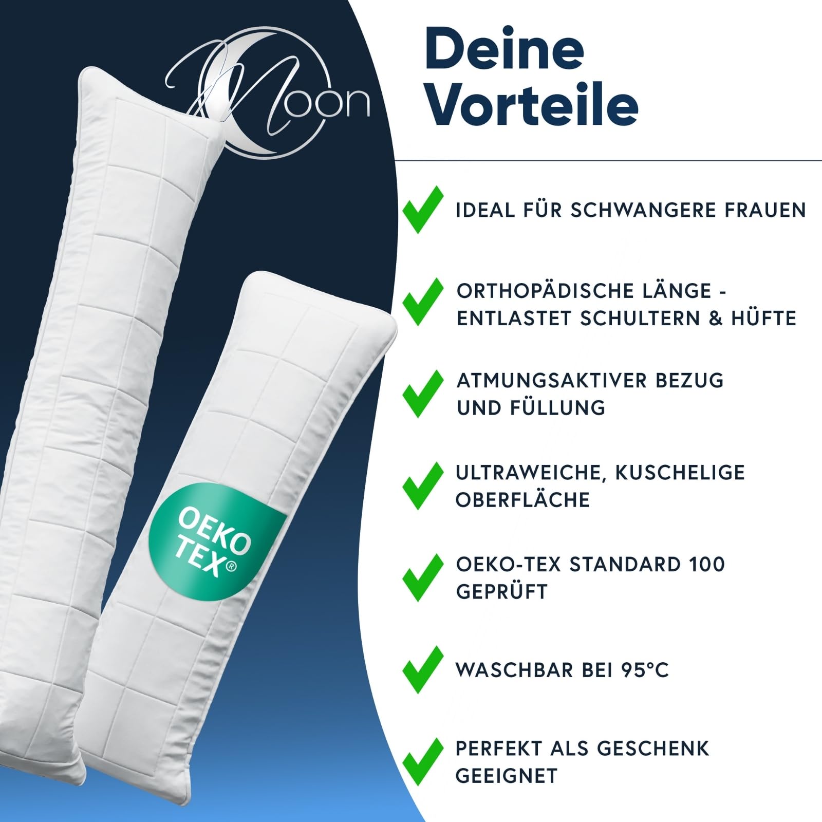 Moon Classic 2er Seitenschläferkissen 40x145 cm 100% Polyester (564373)