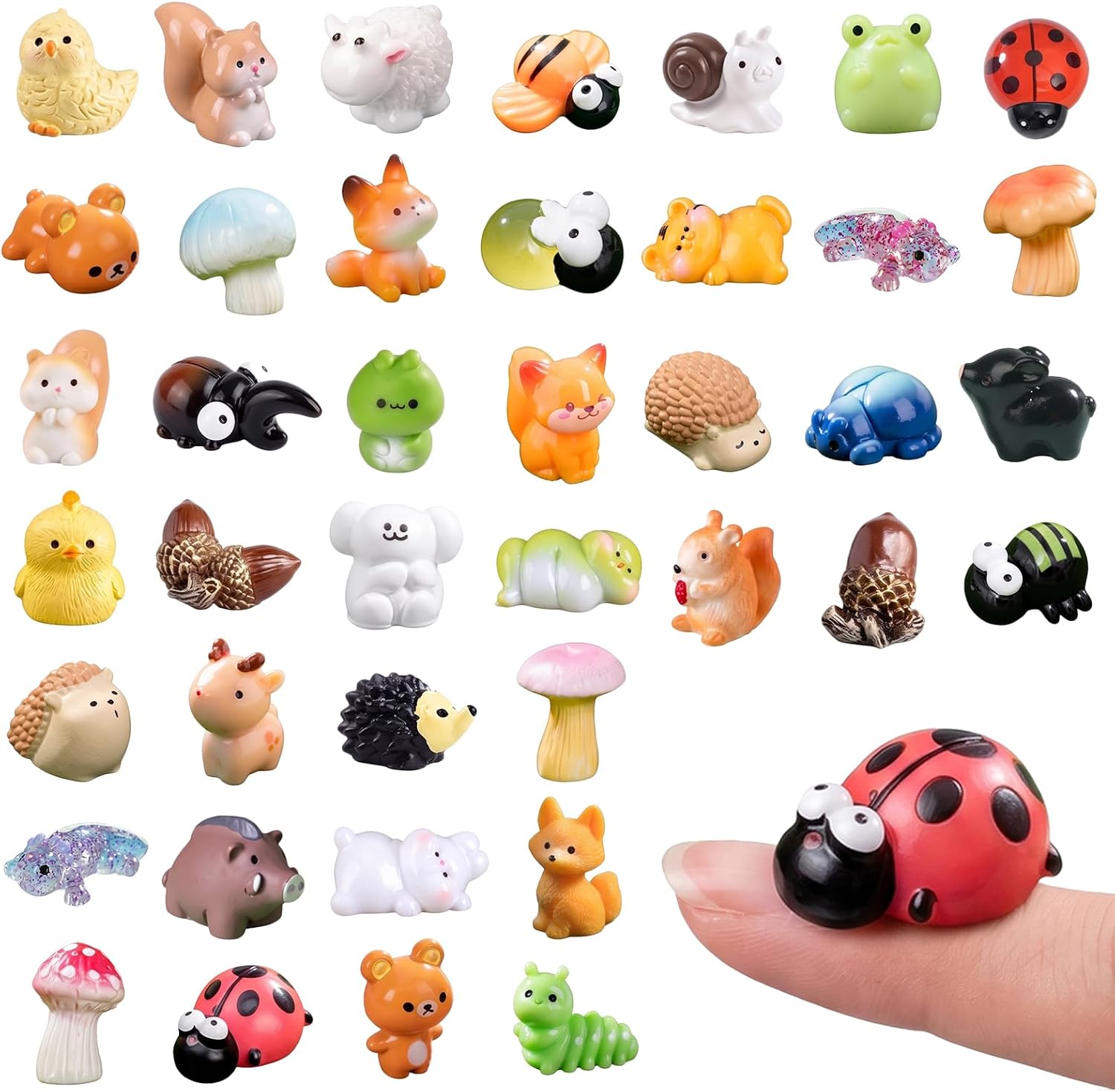 Zerobe 40Pcs Mini Forest Animal Figurines: Resin Fairy Garden Accessories