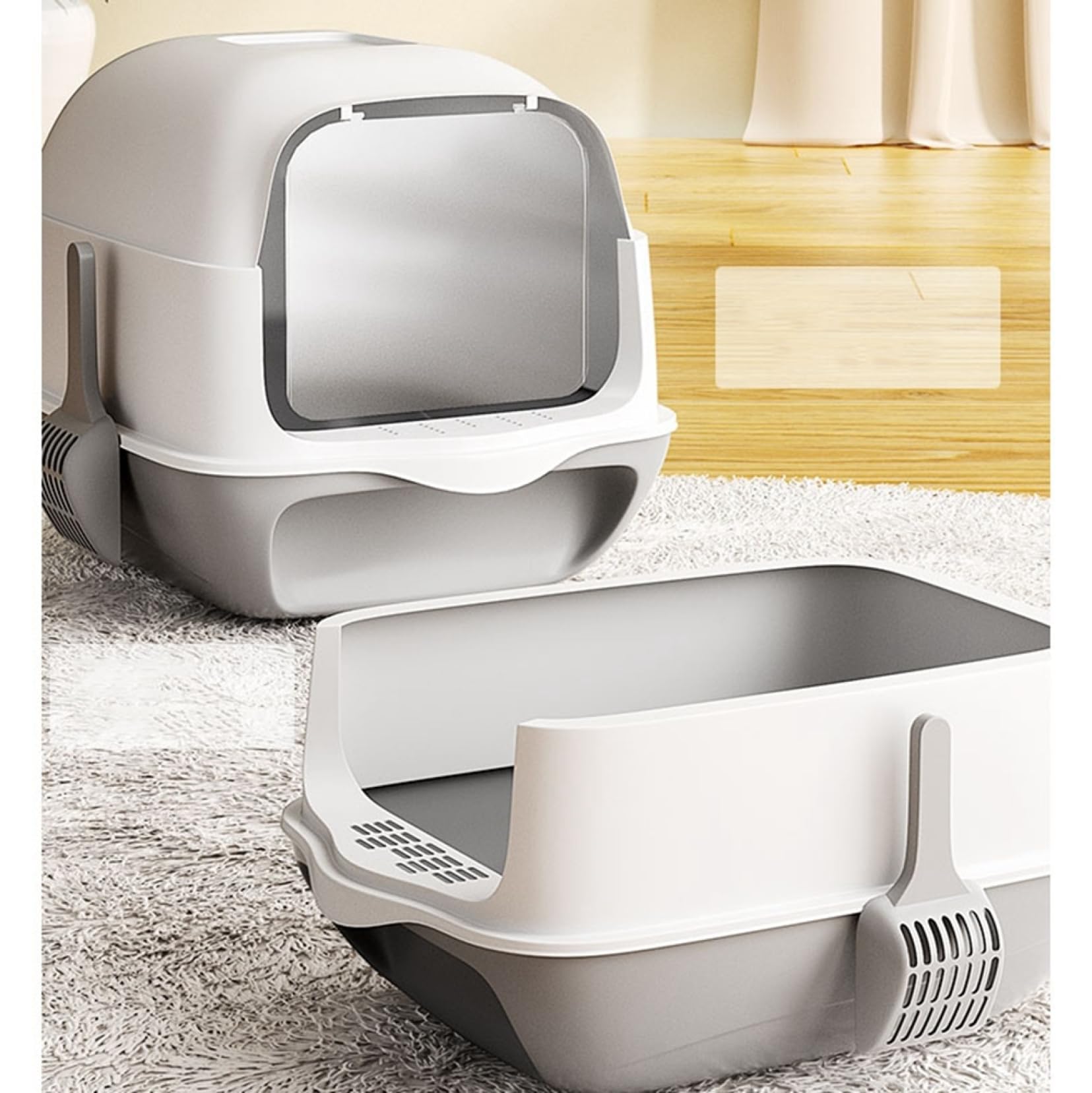 猫トイレ ドーム型 大型 猫用トイレ本体 横から スコップ付き おしゃれ 猫用 トイレ 掃除簡単 猫砂飛散防止 丸洗い可能 軽量 いぬ猫 | 猫トイレ ドーム型 大型 猫用トイレ本体 横から スコップ付き