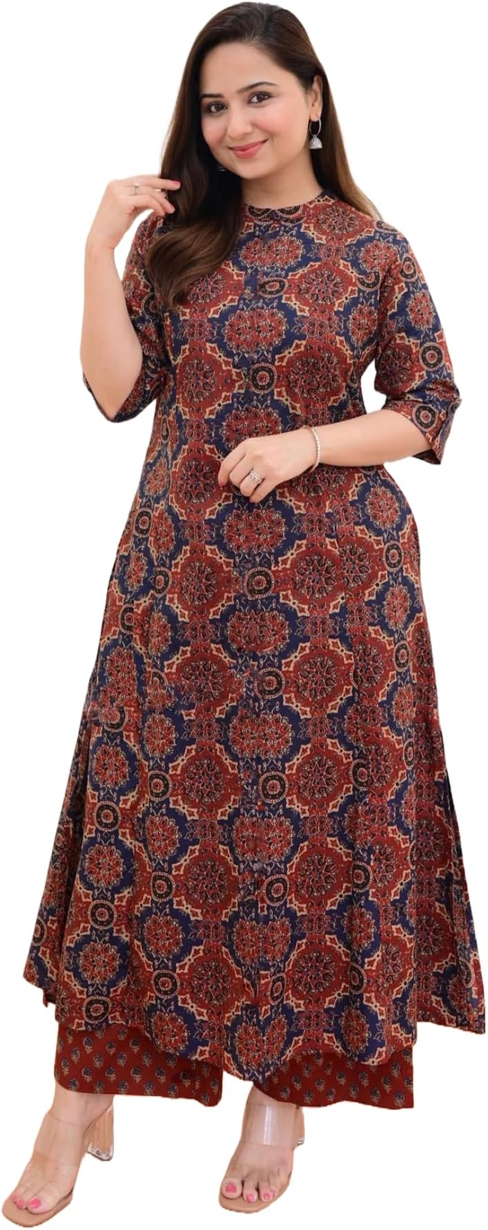 ANNI DESIGNERWomen's Cotton Blend Kurta with Palazzo