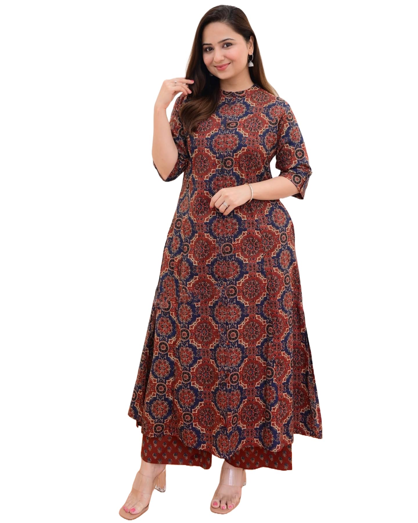 ANNI DESIGNERWomen's Cotton Blend Kurta with Palazzo
