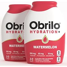 Obrilo Hydration Liquid Water Enhancer Naturally Flavored, Zero Sugar, Dye Free, Electrolytes & B Vitamins 2.0 fl oz Bottle Watermelon, 2-Pack