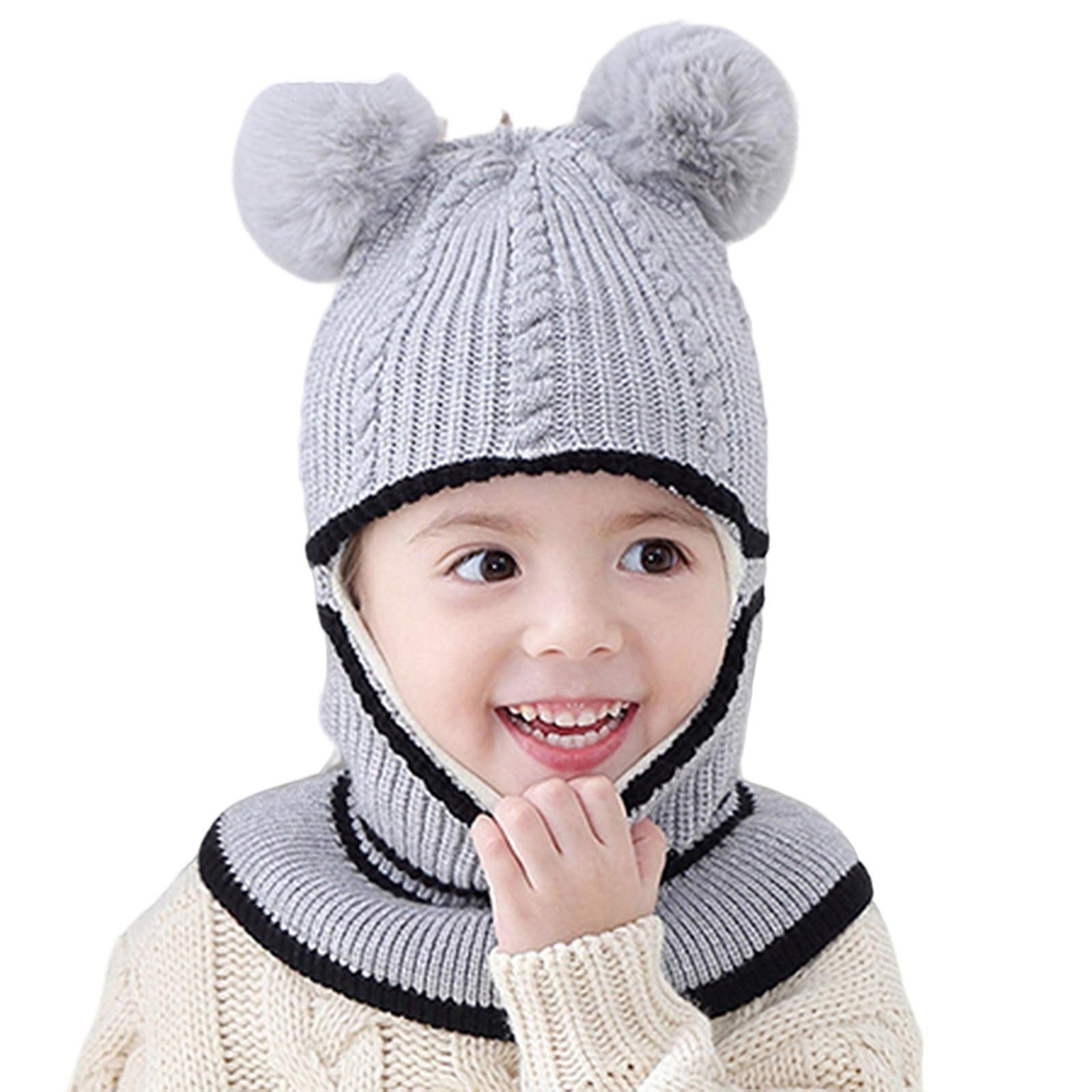 Invierno Niño Gorra Niña Sombreros De Invierno Sombreros De Punto De Punto Y Un Sombrero para Niños con Folleto De Vellón De Imitación Cálida.-Pink Cat B