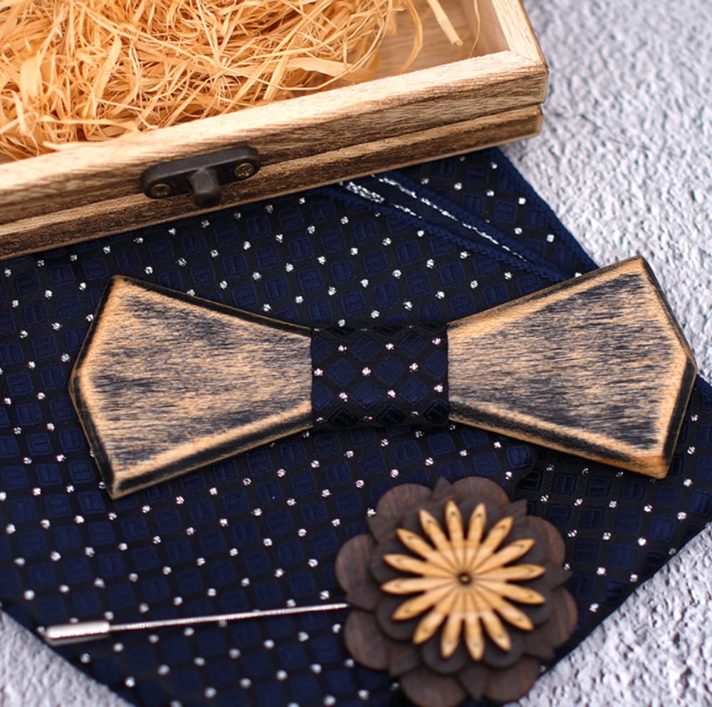 Set Papillon In Legno Con Gemelli E Fazzoletto - Elegante E Unico Per Cerimonie - Foto 11