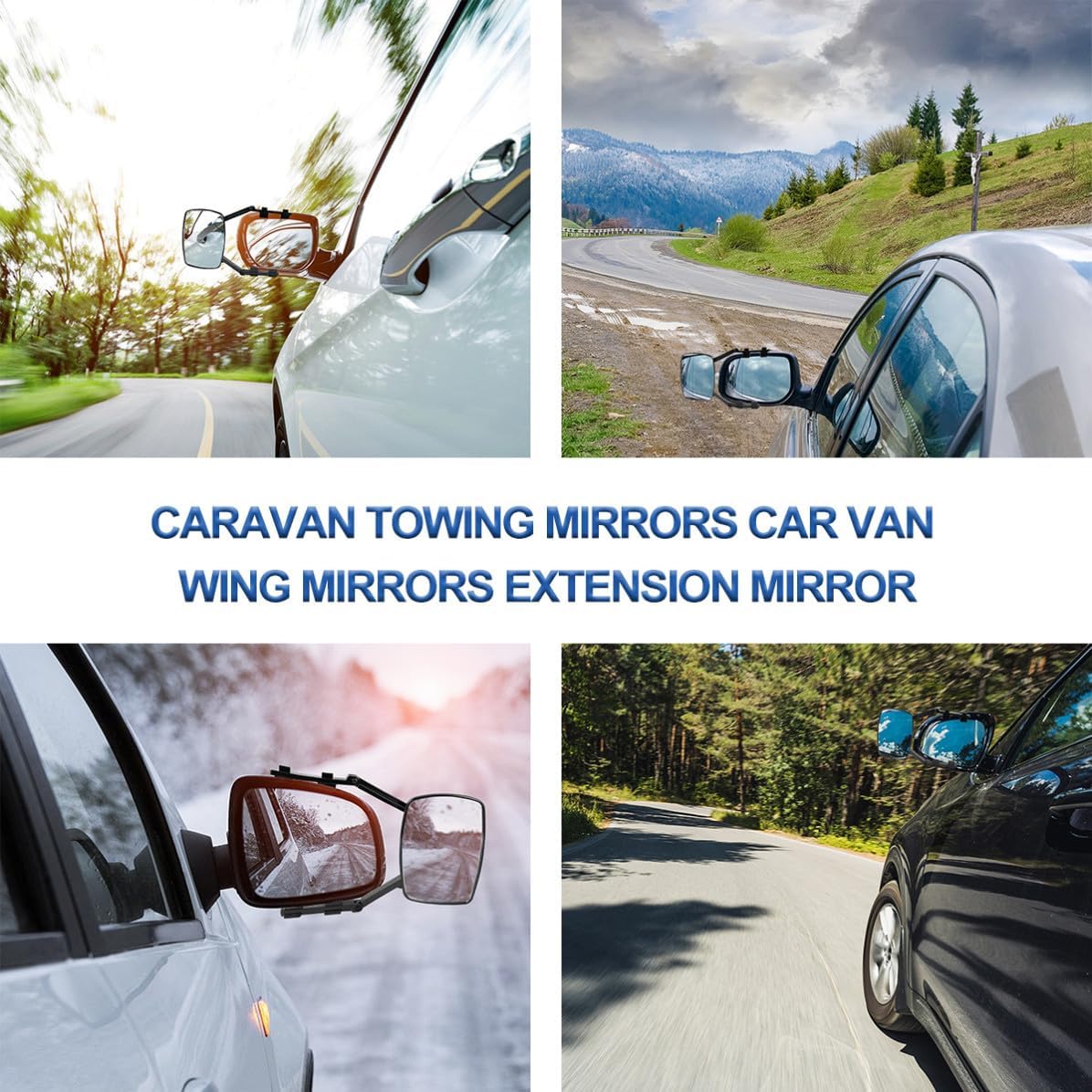 Towing Mirrors Car Van Wing Mirror Extensions Black Pair