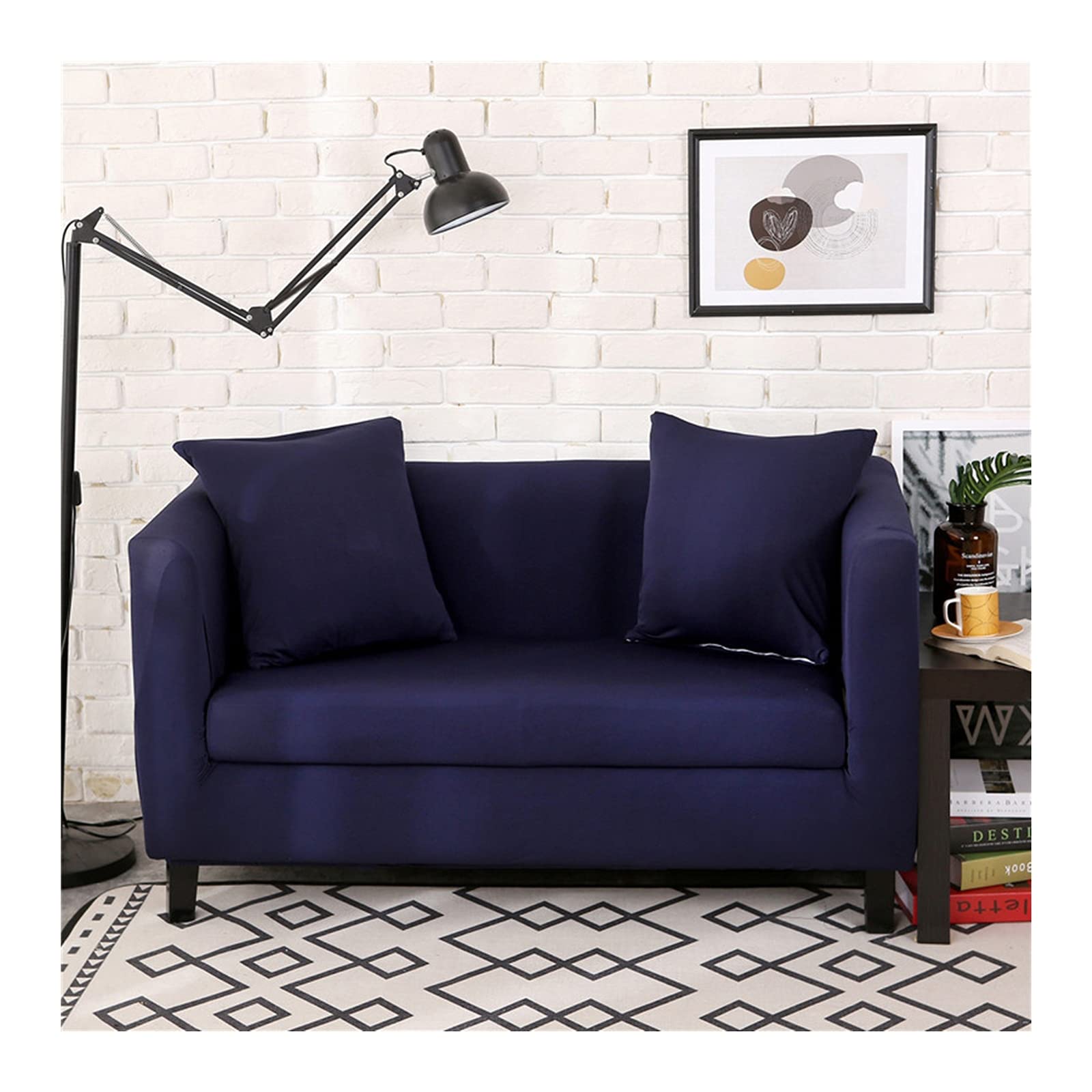 Housse de canapé 3 places 190-230cm bleu marine pour un salon chaleureux