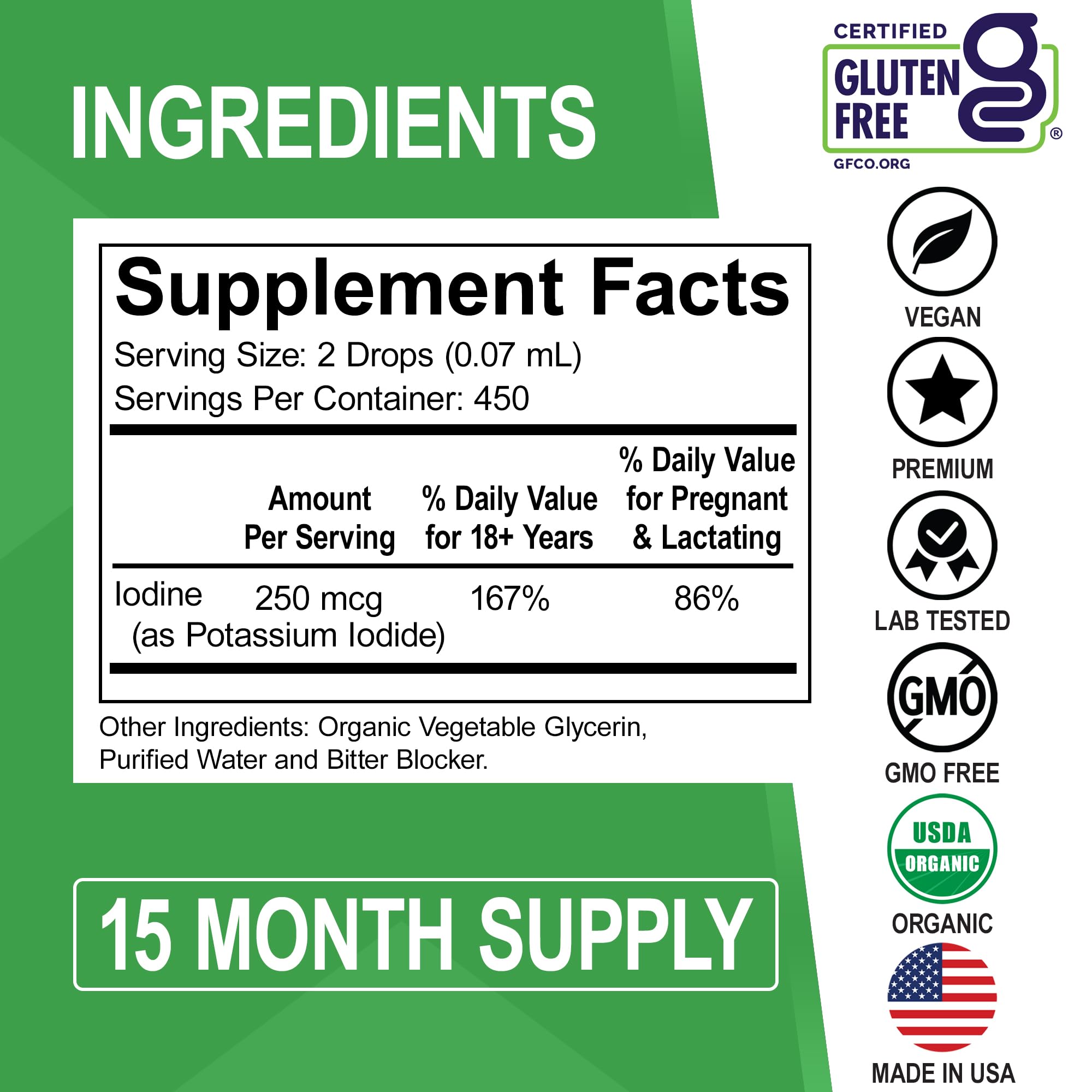 Iodine Liquid Drops Potassium Iodide - 1 Year Supply Pure Clear Organic Iodine Drops Supplement Plus Thyroid Support - Organic Potassium Iodide Liquid Supplement Tincture Thyroid Supplements 1 Fl Oz — Amazon image 6
