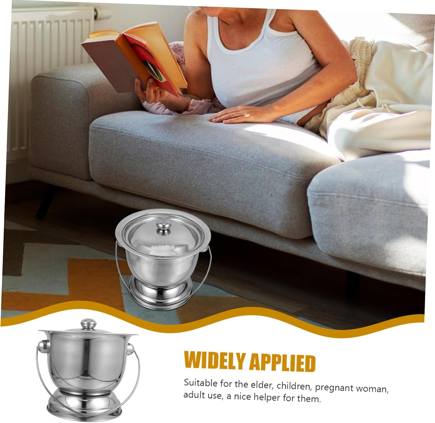 Didiseaon Stainless Steel Night Urinal Pee Pot Commode Pail Lid Boys and Girls Pee Bottle Boys and Girls Potty Spittoons for Men