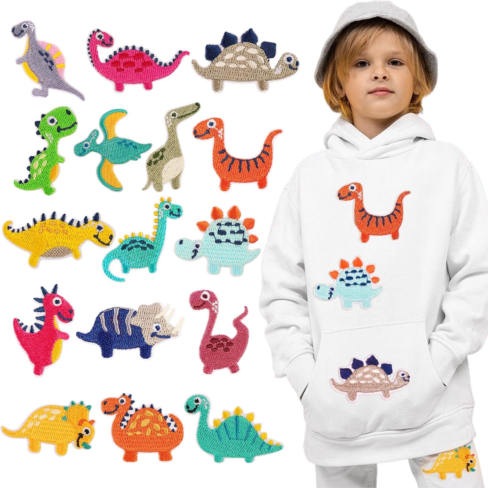 Toppe Termoadesive Bambini - 19pcs Dinosauri, Per Vestiti, Zaini, Jeans - Foto 14