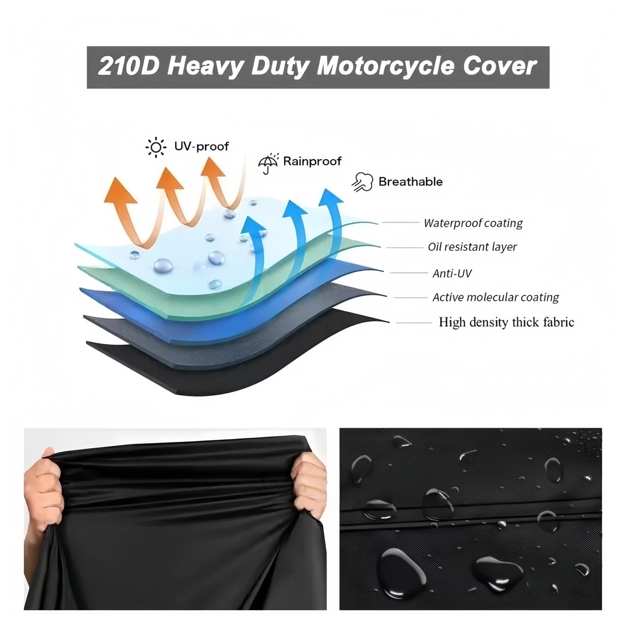 Funda Impermeable para Motocicleta para ZONTES 368G ADV G1-125 350 GK ABS GK-125 Funda para Motocicleta con Protección UV, A Prueba De Polvo Y Nieve, para Exteriores, Impermeable(A,Medium)