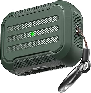 AhaStyle Rugged AirPods Pro 2 Case Cover (USB-C/Lightning Cable) Shockproof Hard-shell Protective Case Cover Compatible with AirPods Pro 2nd Gen 2023/2022 Charging Case (Midnight Green)
