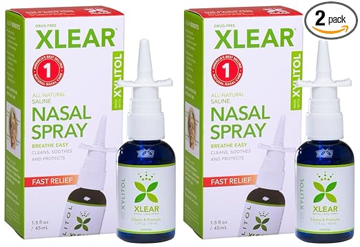 XLEAR Nasal Spray (Pack of 2) with Xylitol, Saline, Purified Water and Grapefruit Seed Extract, for Optimal Health to Cleanse Sinuses and Nasal Passages, Use as Often as Needed, 1.5 fl. oz.