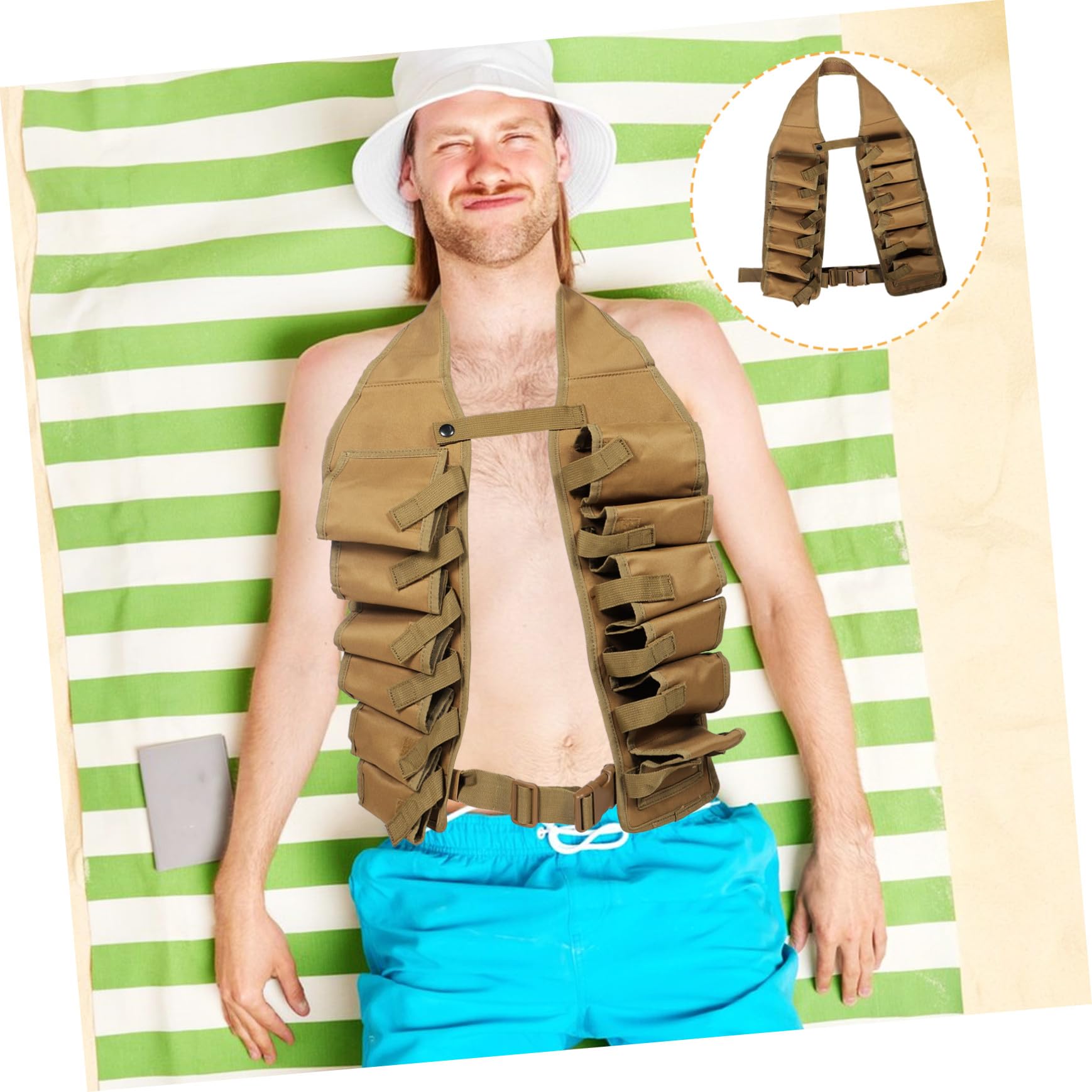 Ceinture Porte-bière Ajustable Toile Oxford Résistant et Confortable pour Boissons Multiples Extérieur pour Fêtes et Randonnées