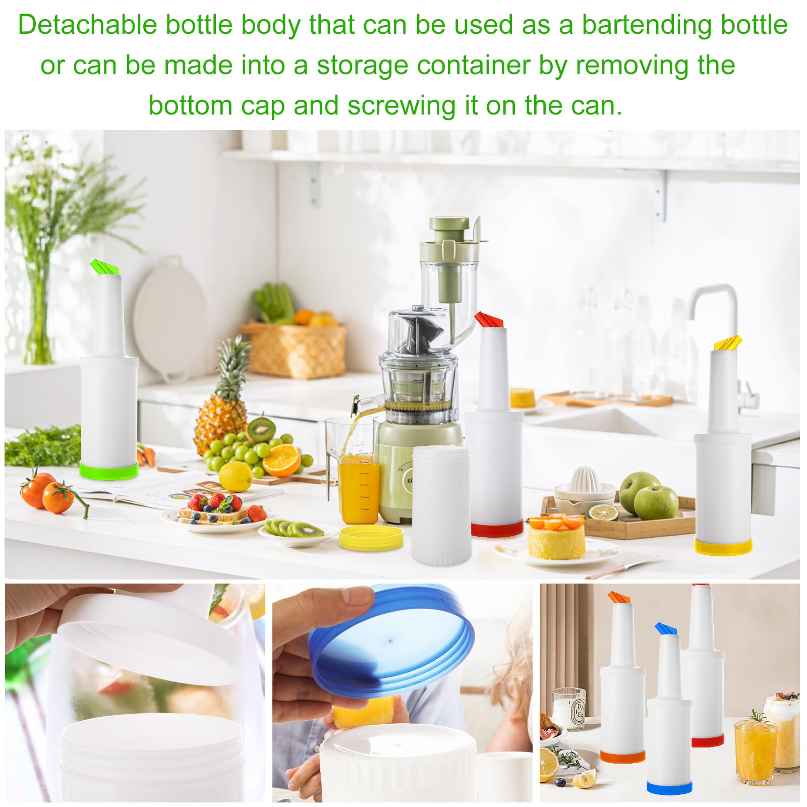 Confezione da 6 bottiglie di succo di frutta e liquori, contenitori colorati per succo di frutta, bottiglie di plastica per succo di liquore, dispenser di succo di plastica per casa, feste, bar,