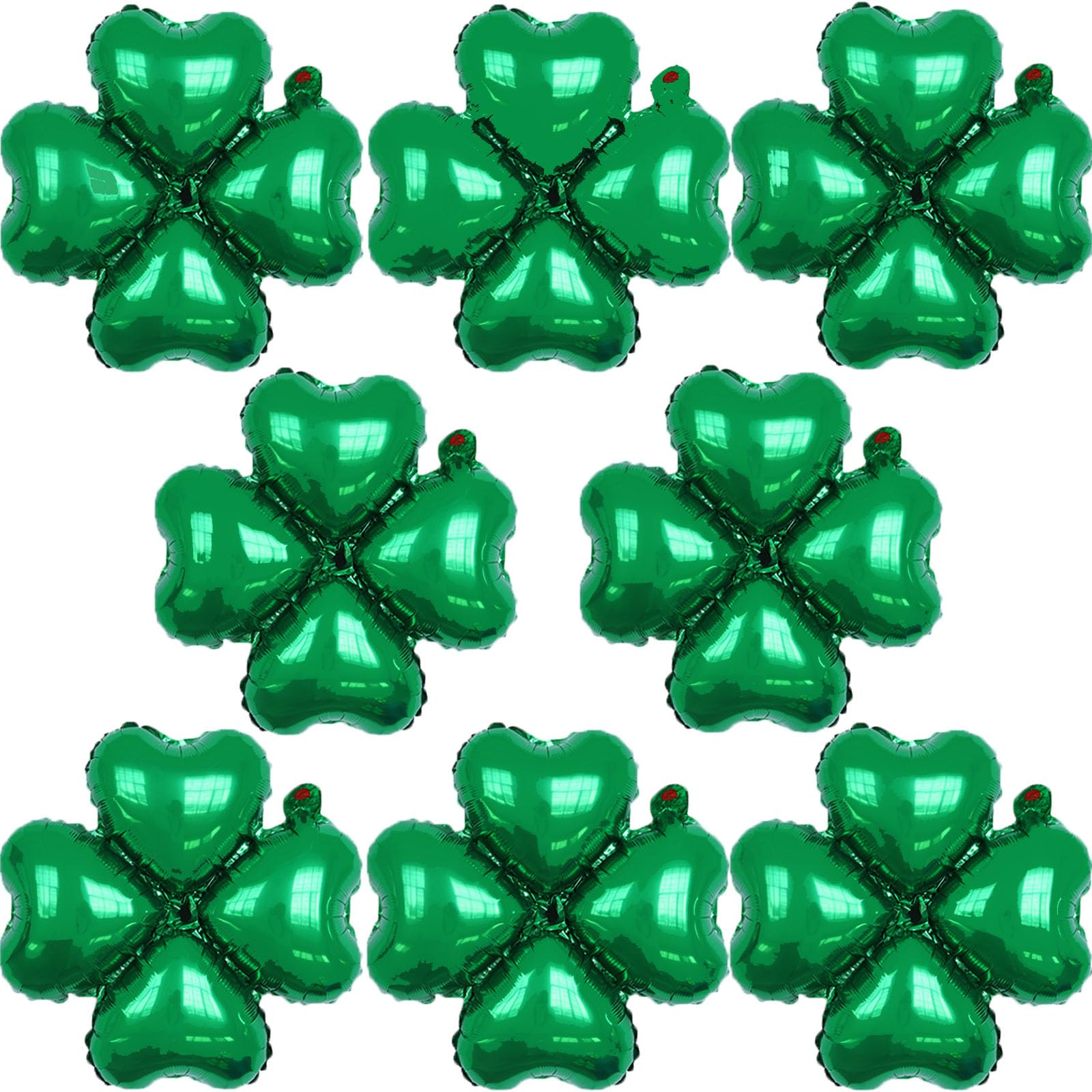 HADCKJA 8 Pcs Four-leaf Balloons St. Patrick's Day Balloon Green Four Leaf Foil Balloons for St. Patrick's Day Party Decorations Spring Themed Party
