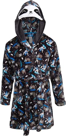 Plush Fleece Bathrobe Fun Animal Prints Robe Sizes 6-14