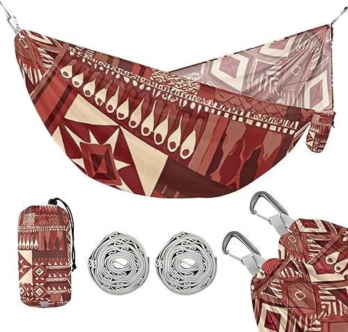 Hamaca de tela bohemia de color marrón rojizo vintage, capacidad de 330 libras, hamaca de tela para patio exterior, patio trasero, piscina, macas