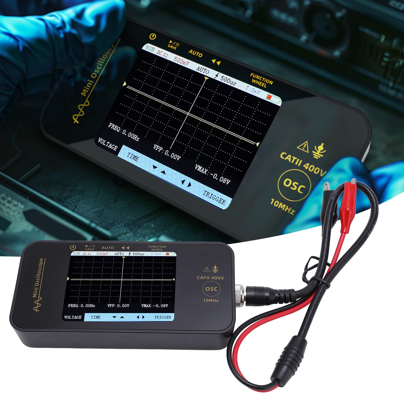 Fydun Oscilloscopio Digitale Portatile 3,2 Pollici Display a Colori 10 MHz Rate di Campionamento Portatile per gli Hobbisti EVA Storage