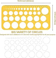 Vista 2 de RZDEAL Plantilla de plantilla circular redonda para diseño de artista, herramienta de ayuda de dibujo (diámetro de 0.039 in a 1.457 in)