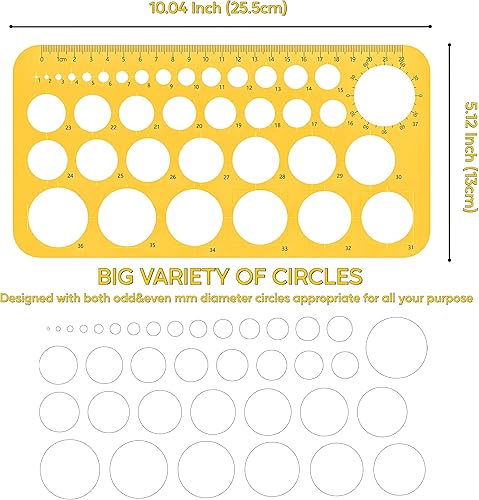 Miniatura 2 de RZDEAL Plantilla de plantilla circular redonda para diseño de artista, herramienta de ayuda de dibujo (diámetro de 0.039 in a 1.457 in)
