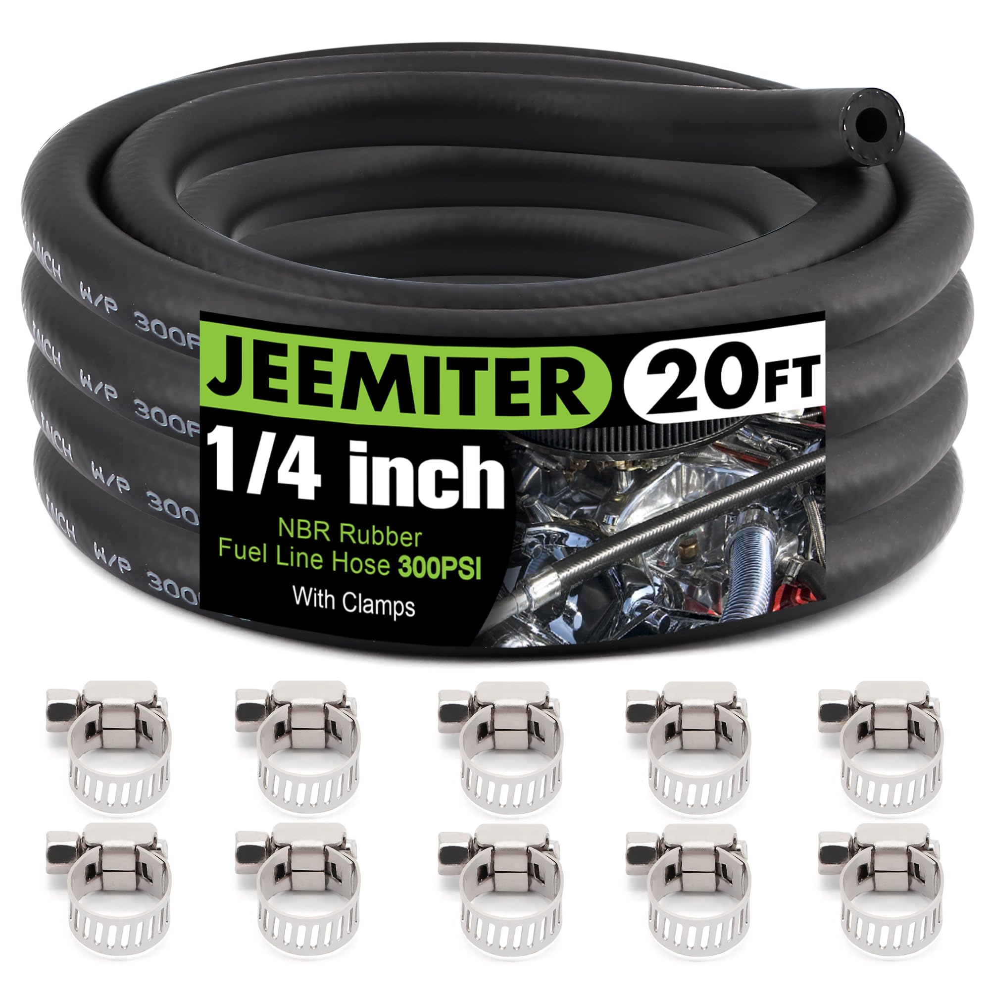 1/4" ID Fuel Line Hose 20FT SAE 30R7 Kit for Lawn Mower Small Engine ATV