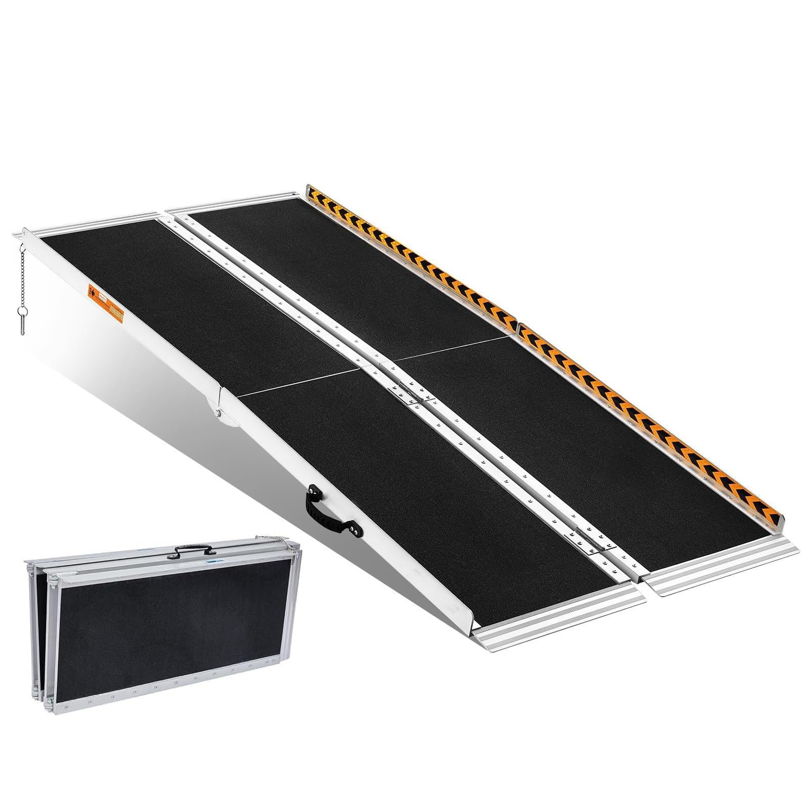 QICBYING Aluminum Wheelchair Ramp, Loading Folding Ramps For Wheelchairs, Portable Capacity For Home Entrance Threshold Doorways，300kg Load(152cm)