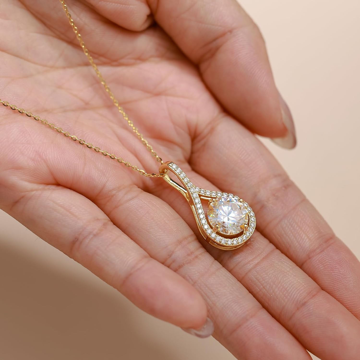 Moissanite Necklace Gift for Women, 925 Sterling Silver 18K White/Yellow Gold Vermeil 0.5-6.0CT Moissanite Valentines Pendant for Her, Anniversary Day, Birthday, Wedding - to My Wife, Mom - Image 9