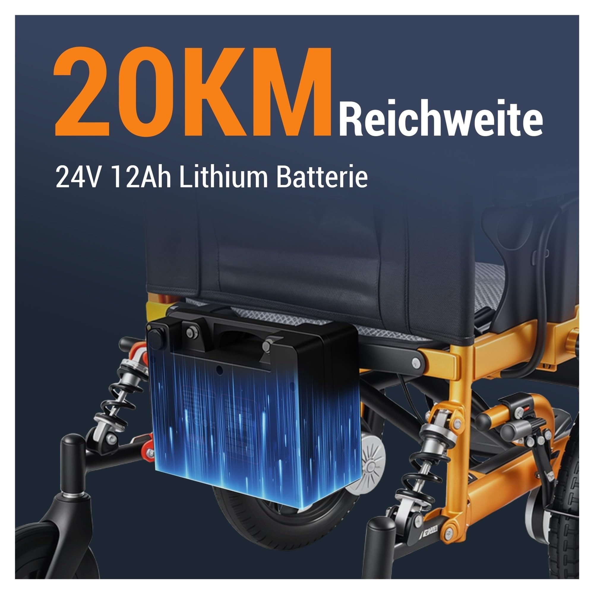 Wysokowydajny Elektryczny Wózek Inwalidzki Ze Składanym Udźwigiem Do 150 Kg, Silnikiem 500 W, Zasięgiem 20 Km, Oponami Terenowymi 40 Cm Wygodna Płynna Mobilność