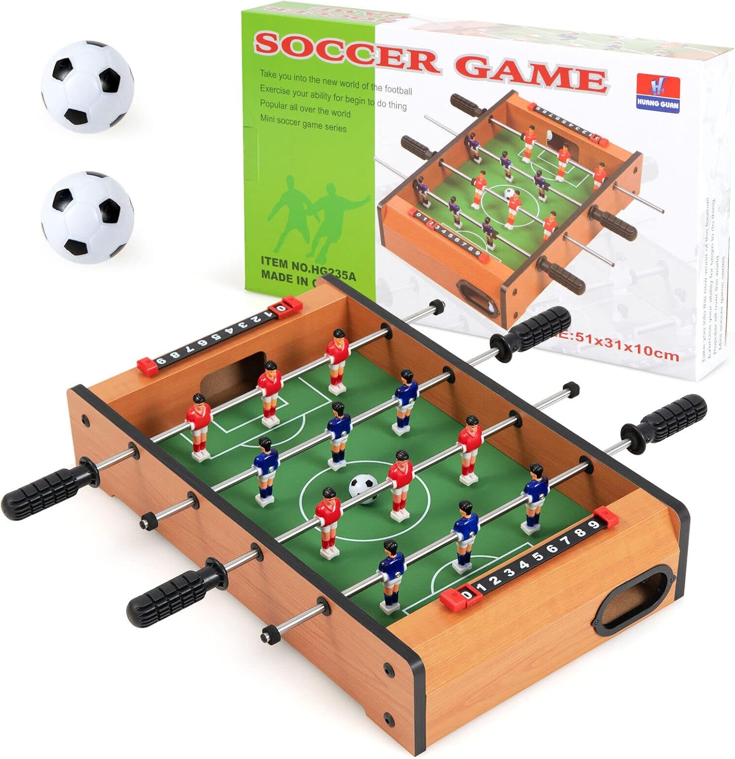 Costway 51 CM Foosball Table, Table Top Soccer Game for Arcades with 12 Football Players, 2