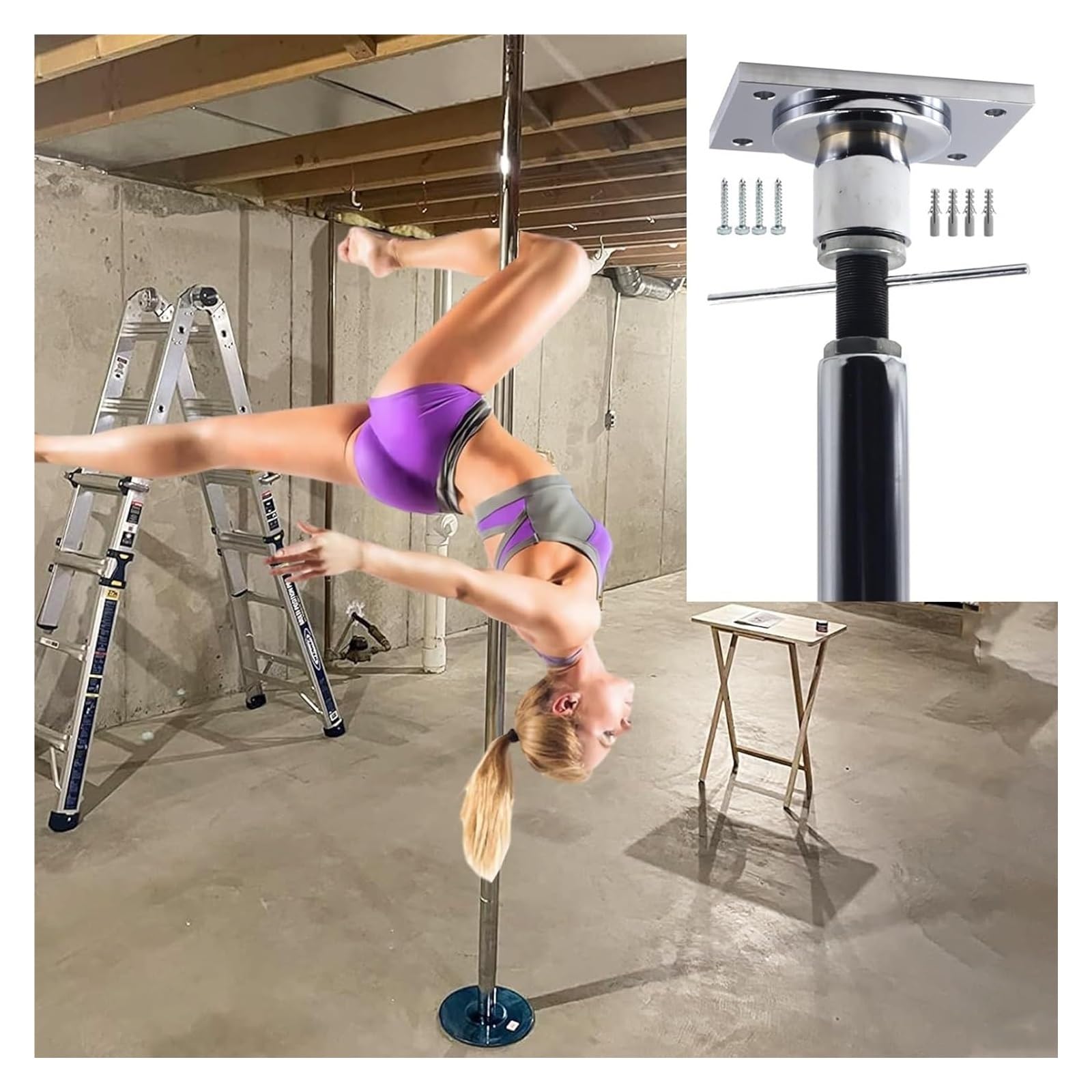 JYBNBBE Stripper Pole,Dance Pole, Standing Stripper Pole,Ceiling Mounting Pole Dancing Pole, Friendly Aerial Fitness Dance Pole,Height 2.23-2.74m (7.3ft