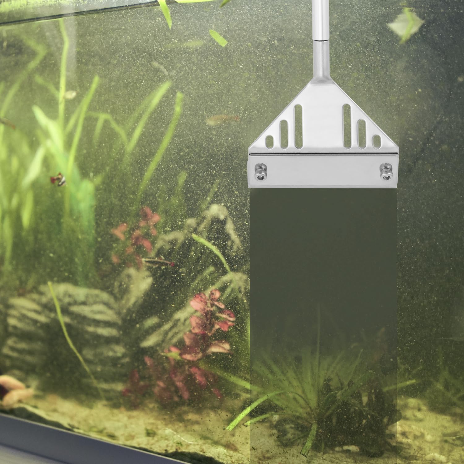 QWORK® Raclette Aquarium grattoir de 75 cm en Acier Inoxydable avec 10 Lames, Nettoyeur vitre Aquarium Anti algue
