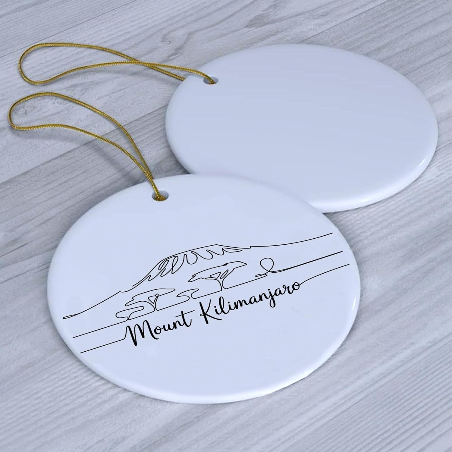 Mount Kilimanjaro_3 – Ceramic Christmas Ornament – Minimalist Line Art Travel Keepsake – Personalized Destination Ornament with Custom Name – Elegant Souvenir 2025 D8MFN2 image 3