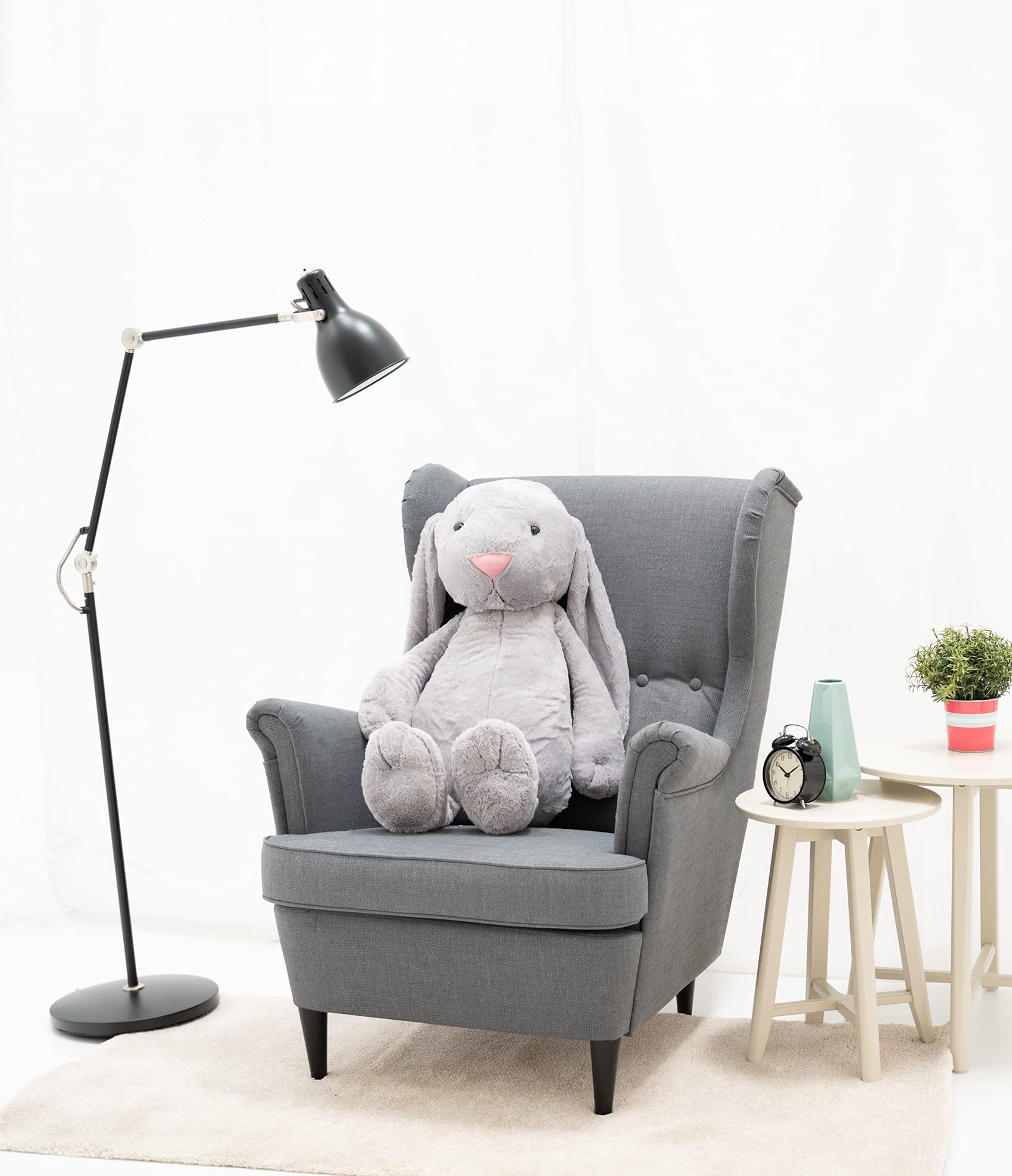 DEAR BEAR Peluche Coniglio XXL gigante Figo 100 cm grigio