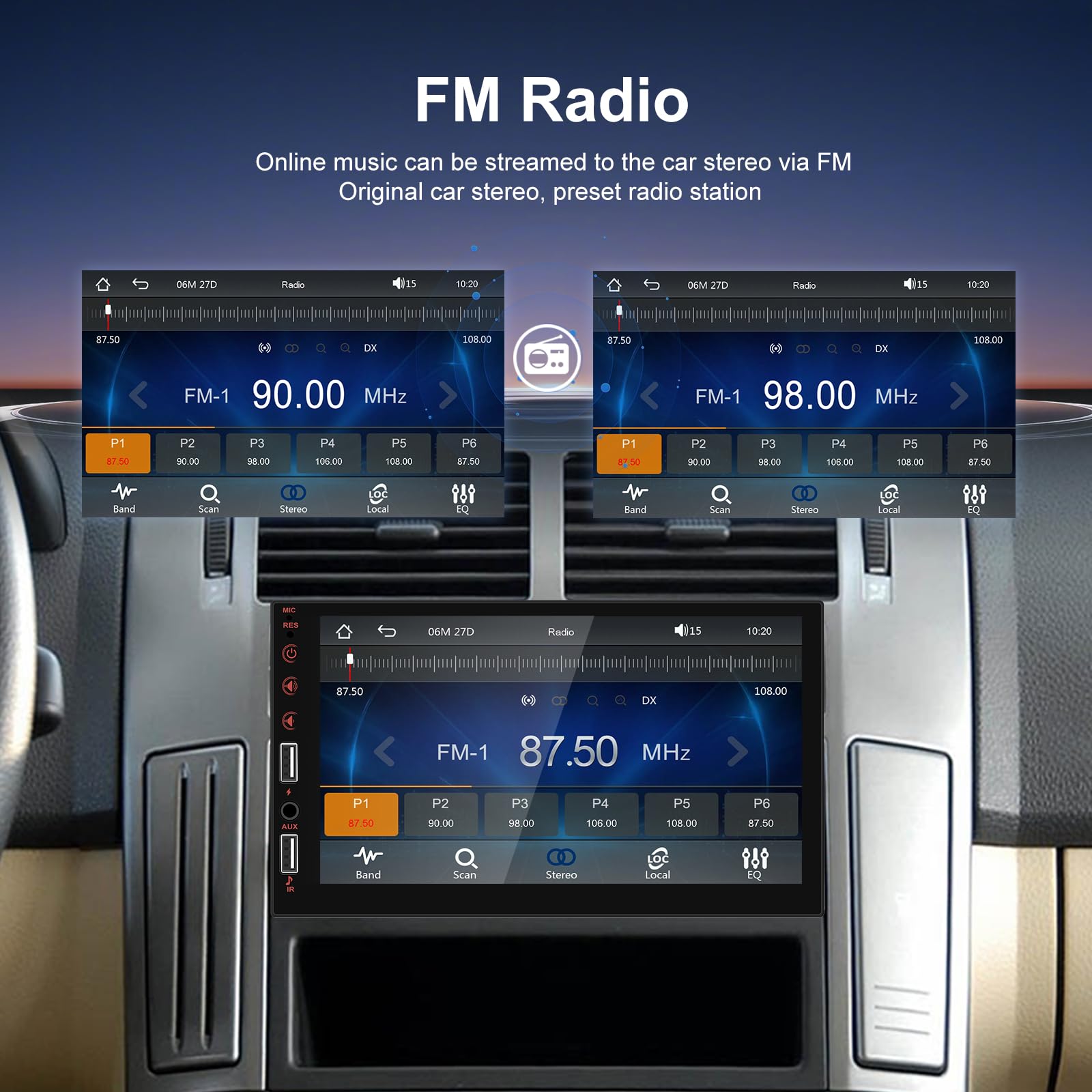 Autoradio 1 Din Wireless Carplay Android Auto con Schermo 7 Pollici Touch Display Auto Radio con Bluetooth Mirror Link per Android/IOS FM EQ USB AUX SWC Mic Retrocamera