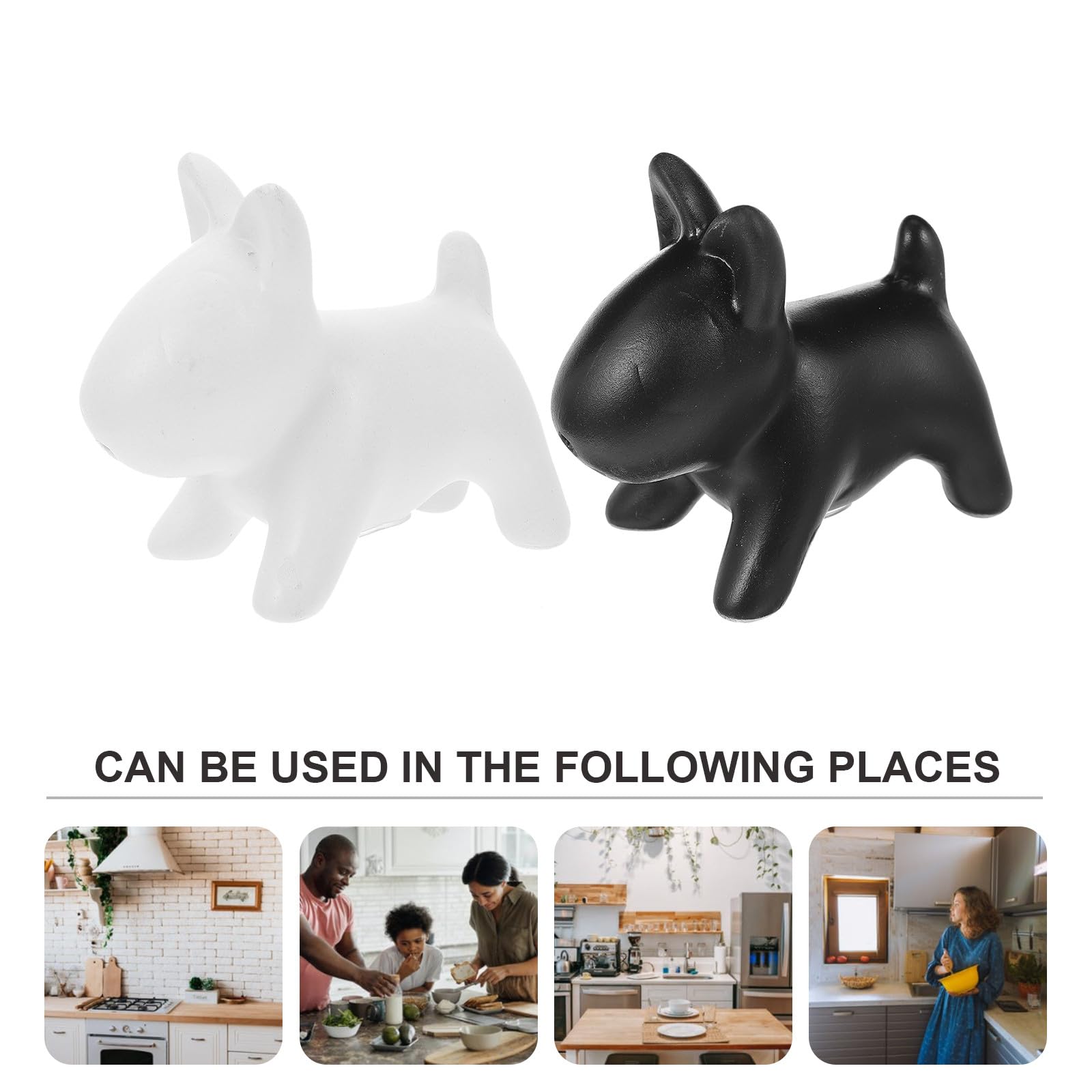 Lot de 2 Pots D'assaisonnement en Céramique Forme Chien Noir et Blanc, Compact, Résistant, Cuisine et Restaurant, Salières et Poivrières Pratiques et Décoratives
