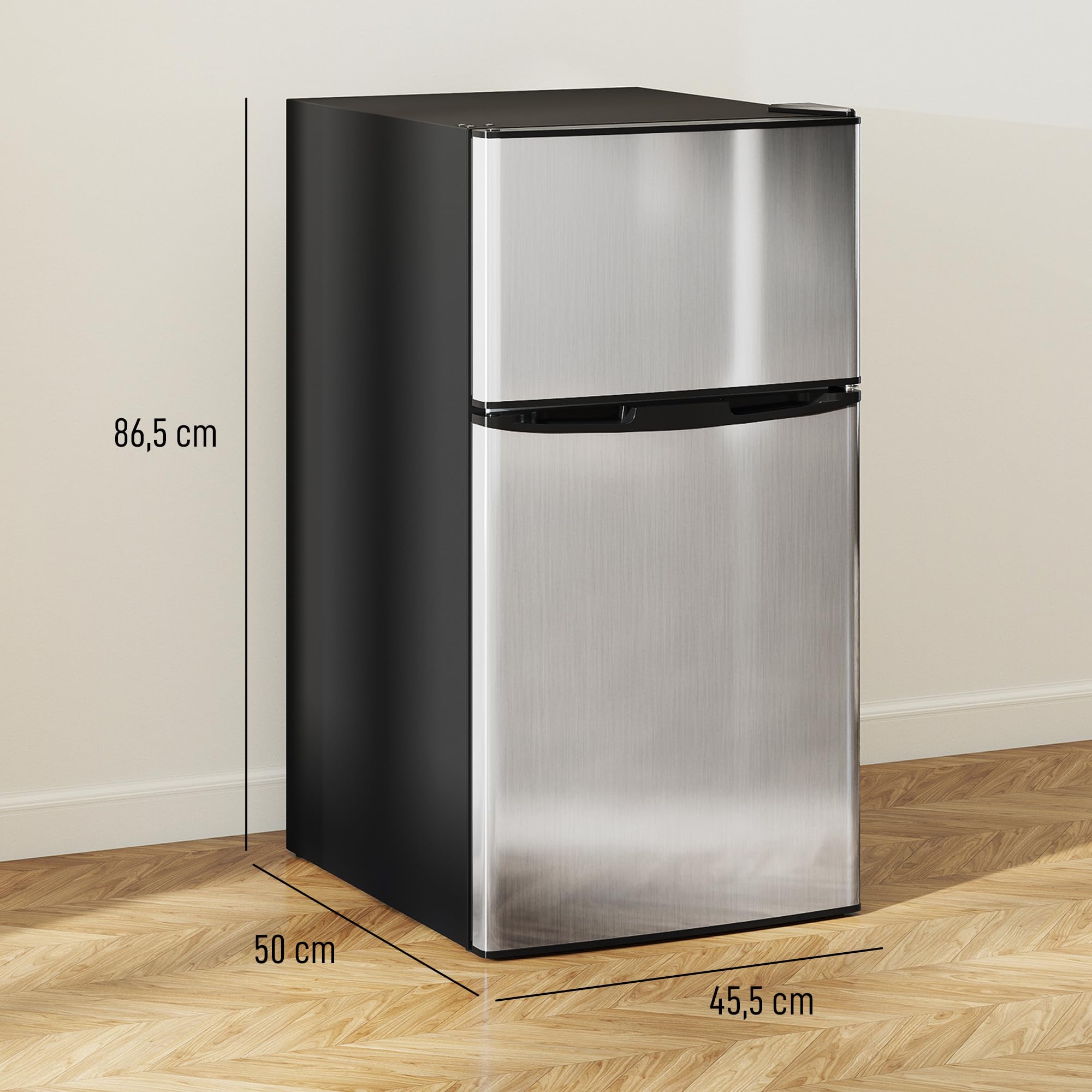 HOMCOM Nevera Pequeña 88 L con Congelador, Mini Frigorífico Silenciosa, Frigorífico Pequeño Bajo Encimera con Temperatura Regulable 5 Niveles, Puerta Reversible y Estantes Ajustables, Negro