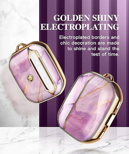 Miniatura 7 de GVIEWIN Paquete - Funda compatible con iPhone 14 Pro Max mariposa flácidaazul  funda de mármol AirPods Pro 2 y funda para Airpods Pro púrpura