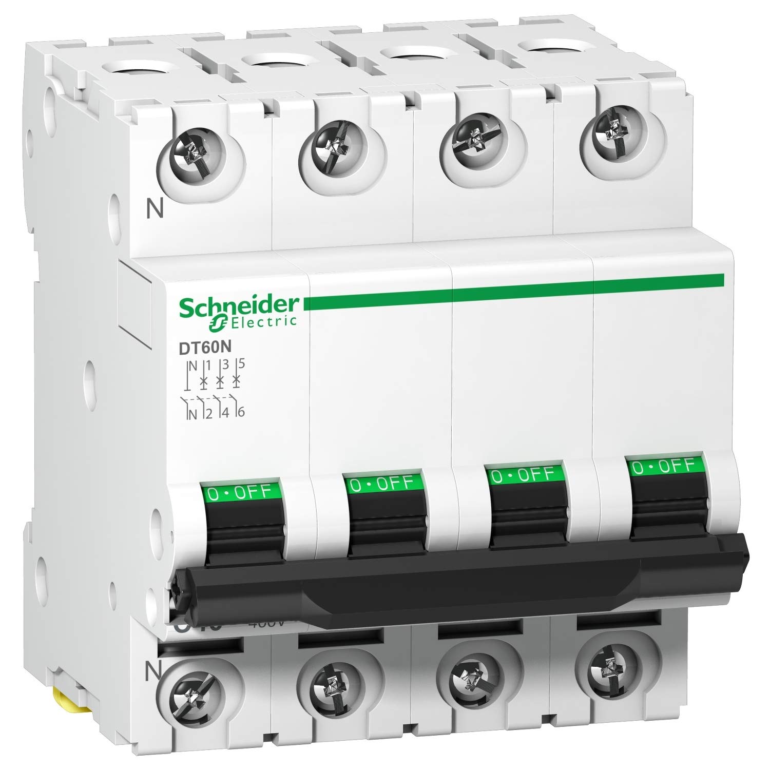 Circuit miniature DT60 Schneider Elec 4 pôles 63A pour protection tableau électrique