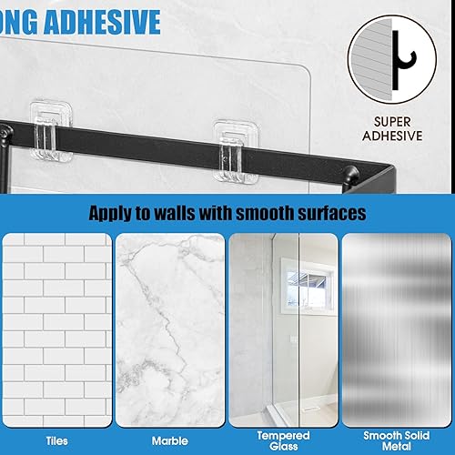 Miniatura 7 de BukSuk Organizador de ducha esquinero, paquete de 4 organizadores de ducha adhesivos, organizador de ducha con soporte para pasta de dientes,