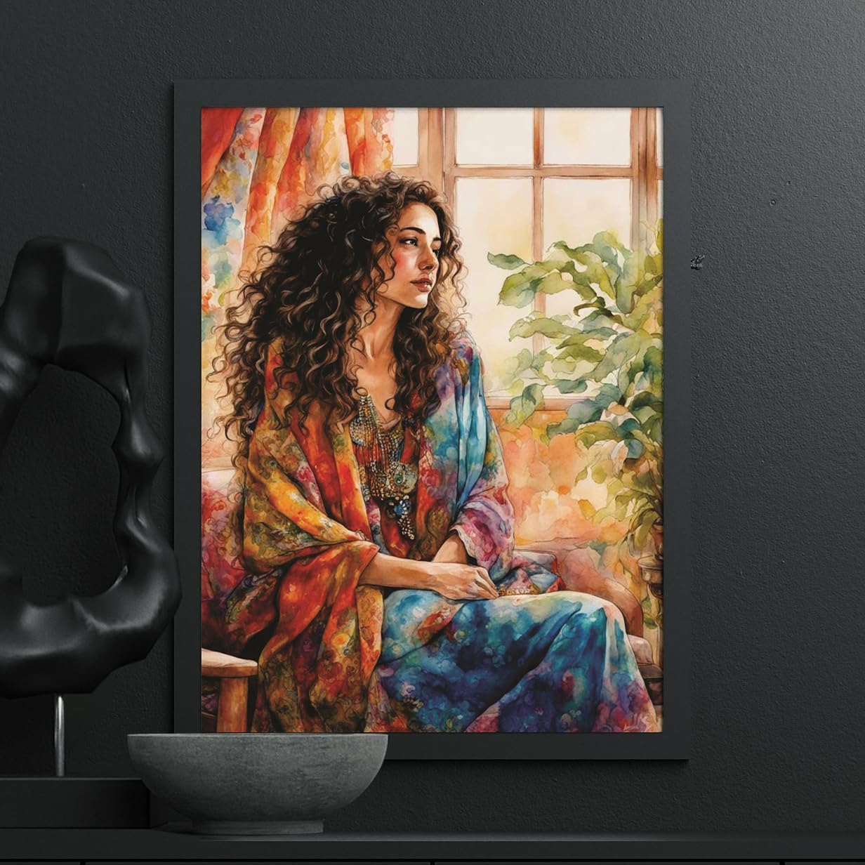 Bohemian Woman Rice Paper, 11.5 x 16 inch (1pc) - Mulberry Paper for Decoupage Furniture Print Crafts