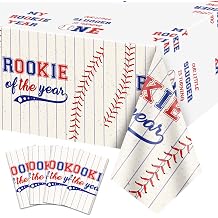 4 Pack Rookie of The Year Tablecloths, 51x108 Plastic Table Covers My Rookie Year Tablecloth for Boys First Baseball Party Decorations, Baseball 1st Birthday Party Supplies