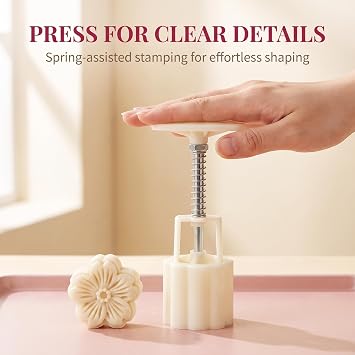 White Mold with 6 Petals 30g Mooncake Mould Hand Press Cookie Stamps, Cherry Blossom Flower Stamps, Mid-Autumn Festival Pastry Tool Pie Making, Cookie Stamps Baking Tools and Accessories