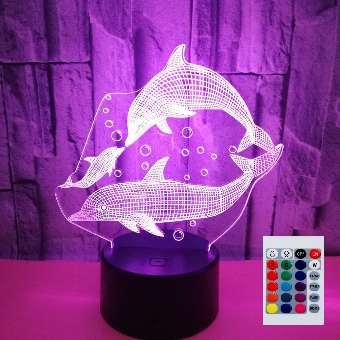 Superhongjihao Colorful Night Light For Kids 3D Dolphin Led Lamp With Remote Control 16 Color Changing Xmas Birthday Gift For Child
